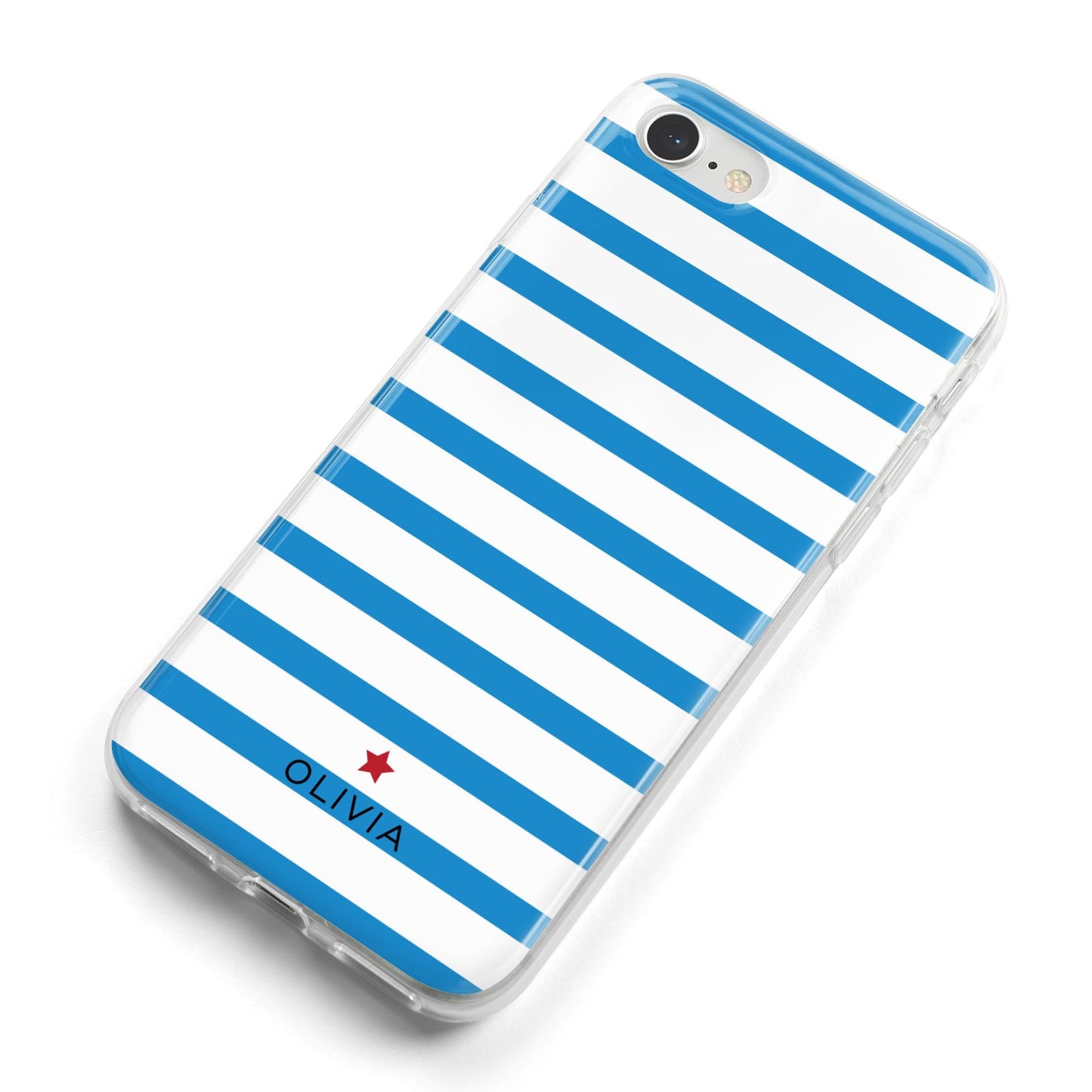 Personalised Name Blue White iPhone 8 Bumper Case on Silver iPhone Alternative Image