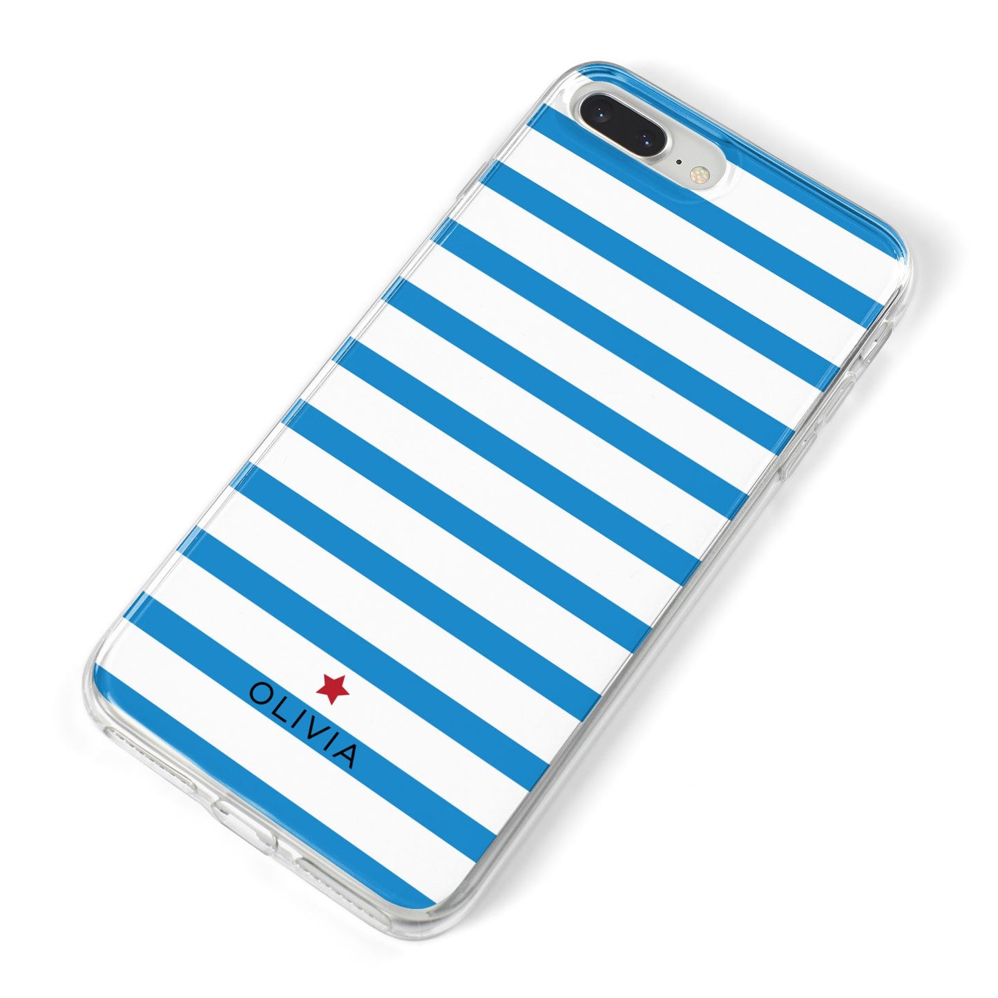 Personalised Name Blue White iPhone 8 Plus Bumper Case on Silver iPhone Alternative Image