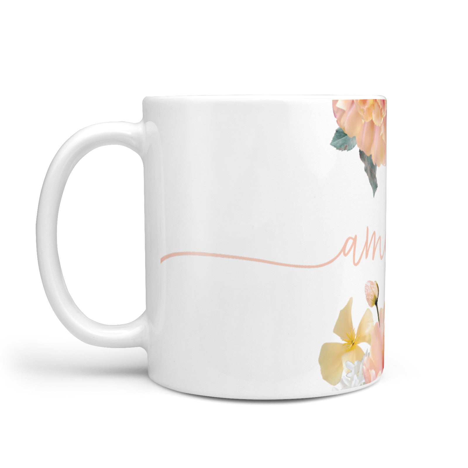 Personalised Name Clear Floral 10oz Mug Alternative Image 1