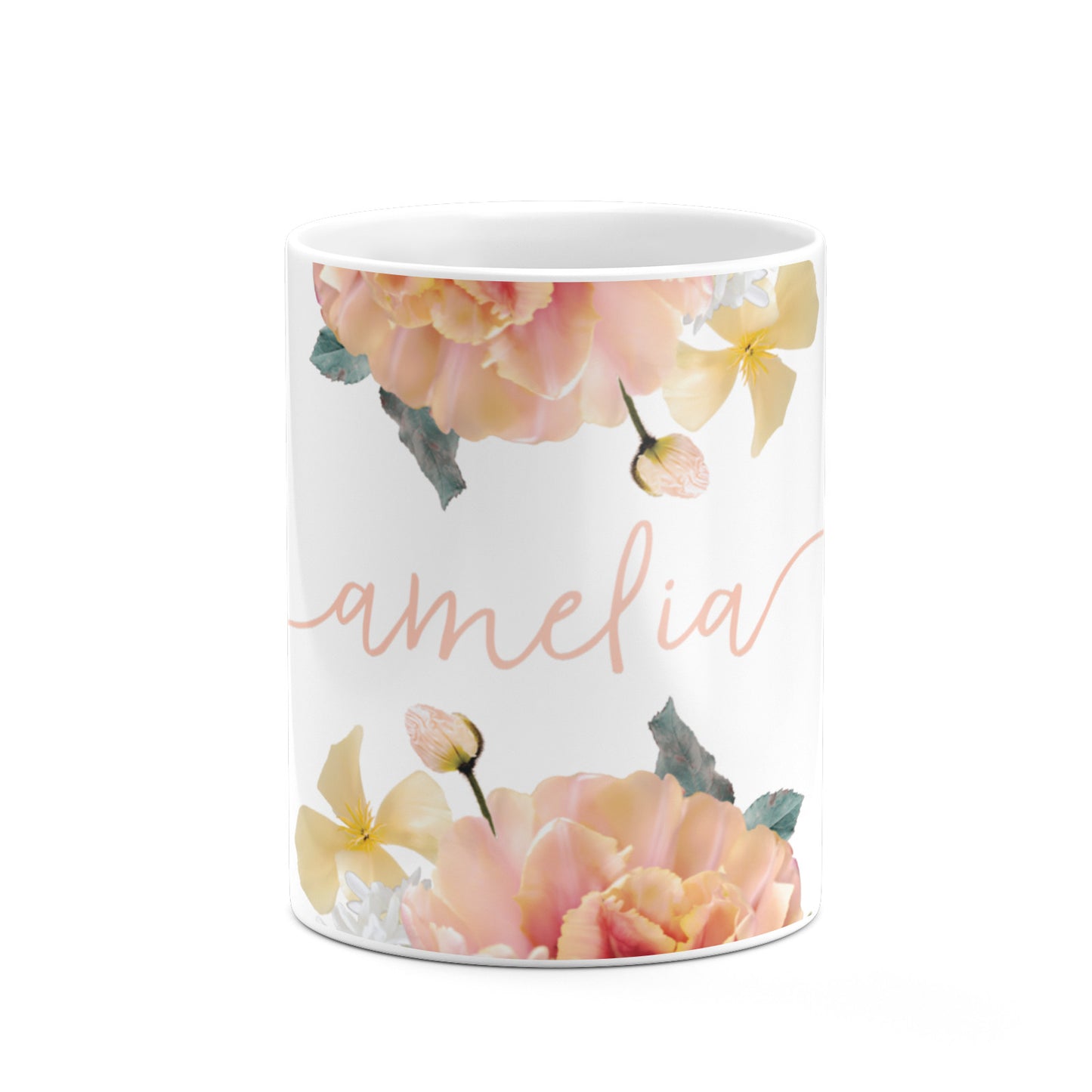 Personalised Name Clear Floral 10oz Mug Alternative Image 7