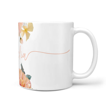 Personalised Name Clear Floral 10oz Mug