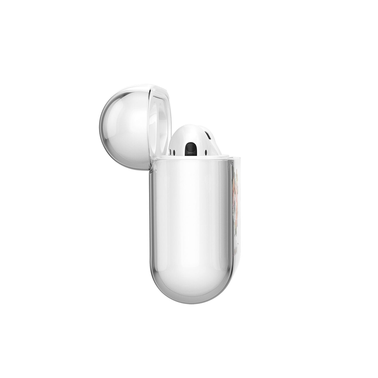 Personalised Name Clear Floral AirPods Case Side Angle