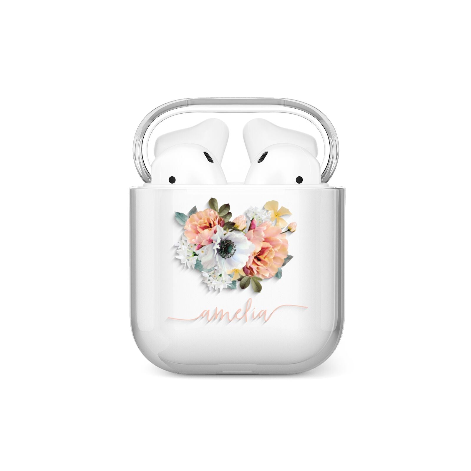 Personalised Name Clear Floral AirPods Case