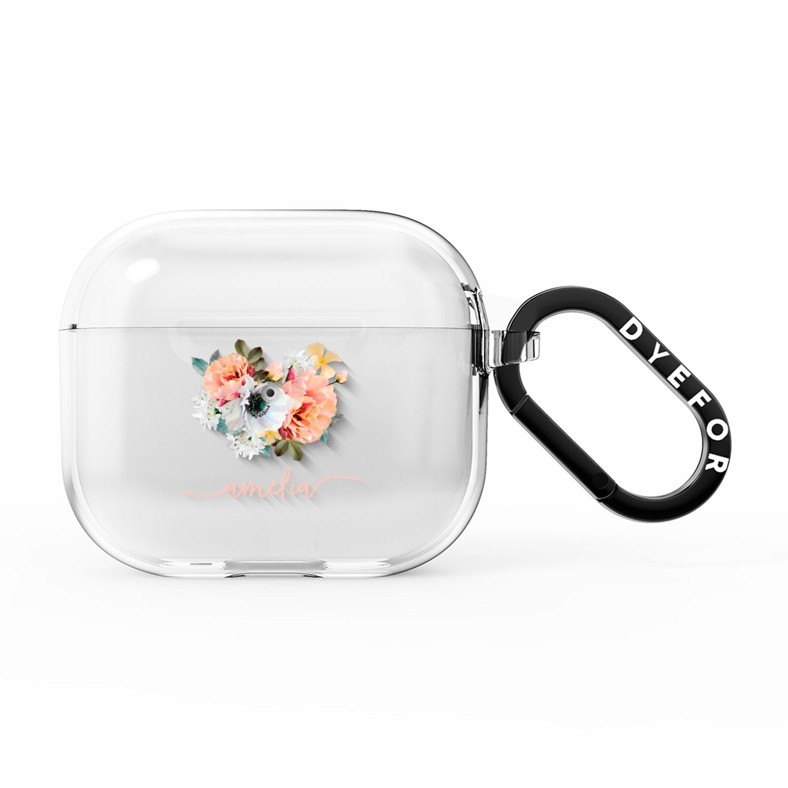 Personalised Name Clear Floral AirPods Clear Case 3rd Gen
