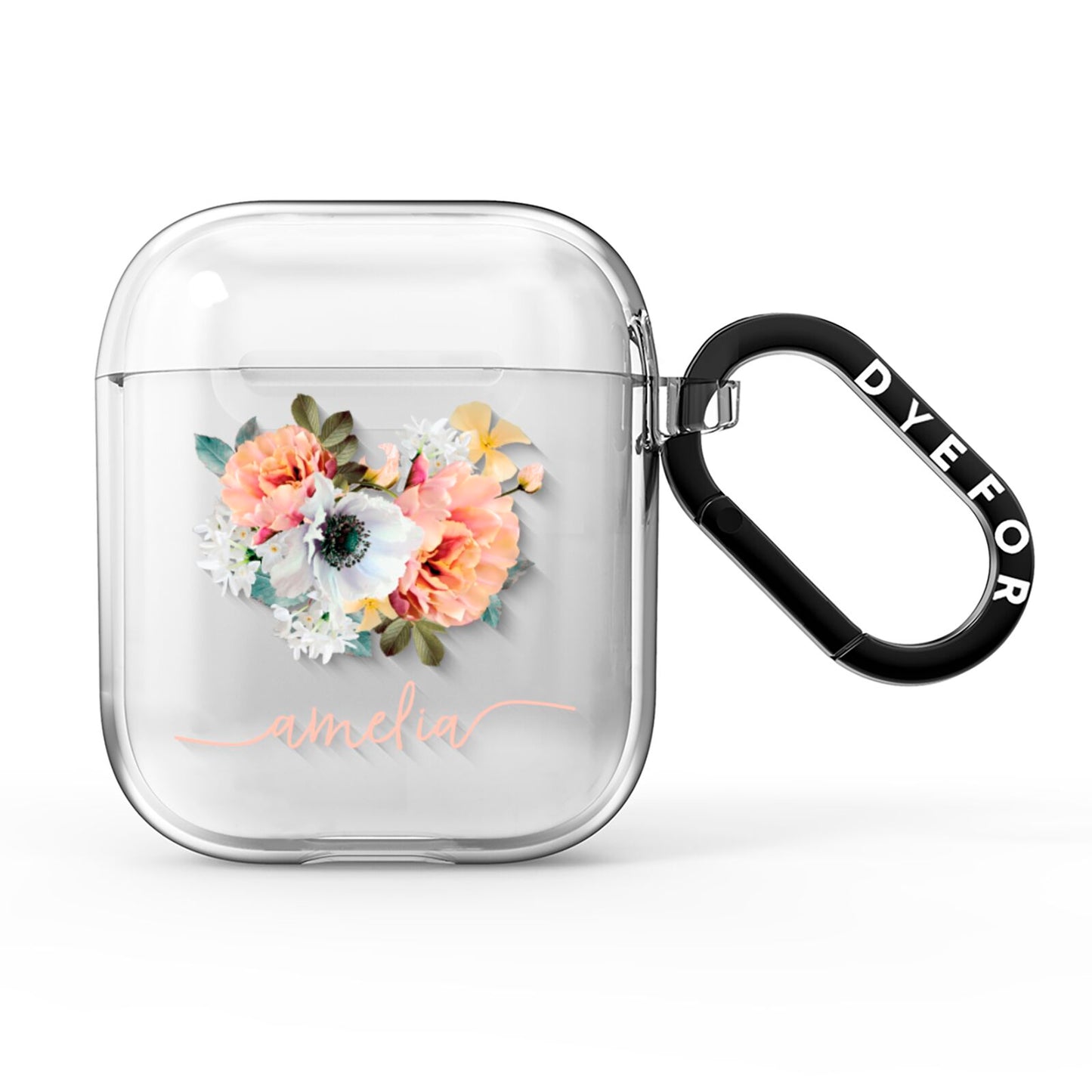Personalised Name Clear Floral AirPods Clear Case