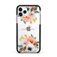 Personalised Name Clear Floral Apple iPhone 11 Pro in Silver with Black Impact Case
