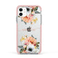 Personalised Name Clear Floral Apple iPhone 11 in White with Pink Impact Case
