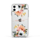 Personalised Name Clear Floral Apple iPhone 11 in White with White Impact Case