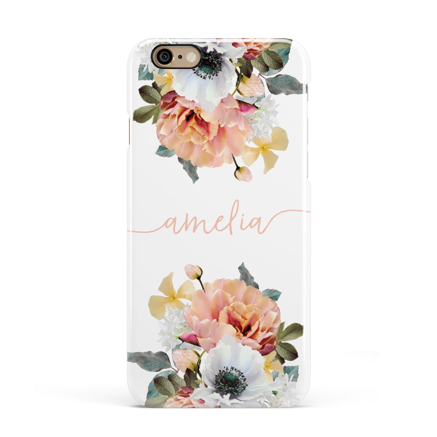 Personalised Name Clear Floral Apple iPhone 6 3D Snap Case
