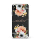 Personalised Name Clear Floral Apple iPhone Xs Max Impact Case White Edge on Black Phone