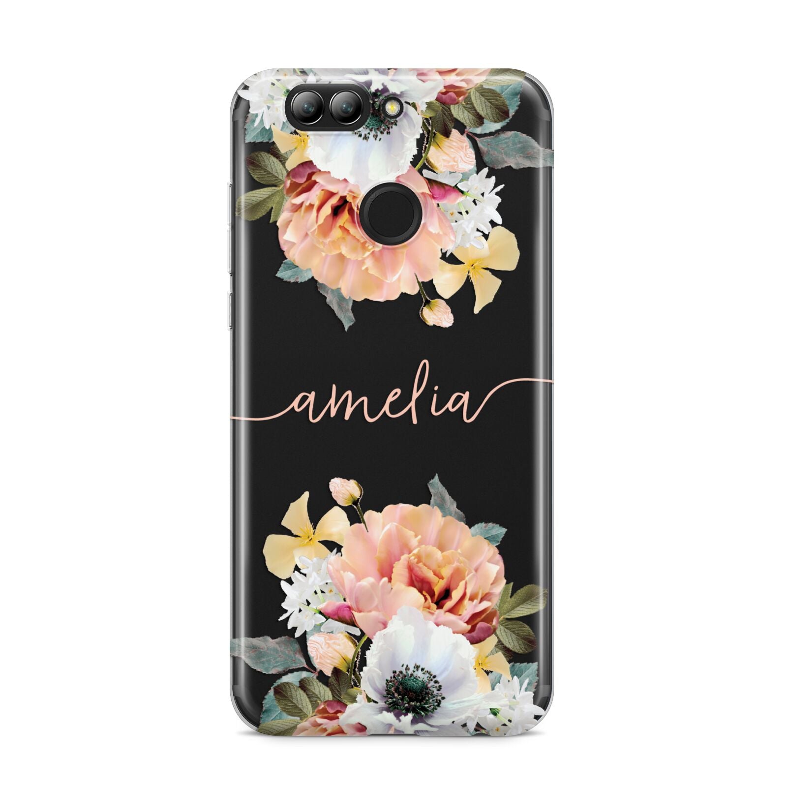 Personalised Name Clear Floral Huawei Nova 2s Phone Case