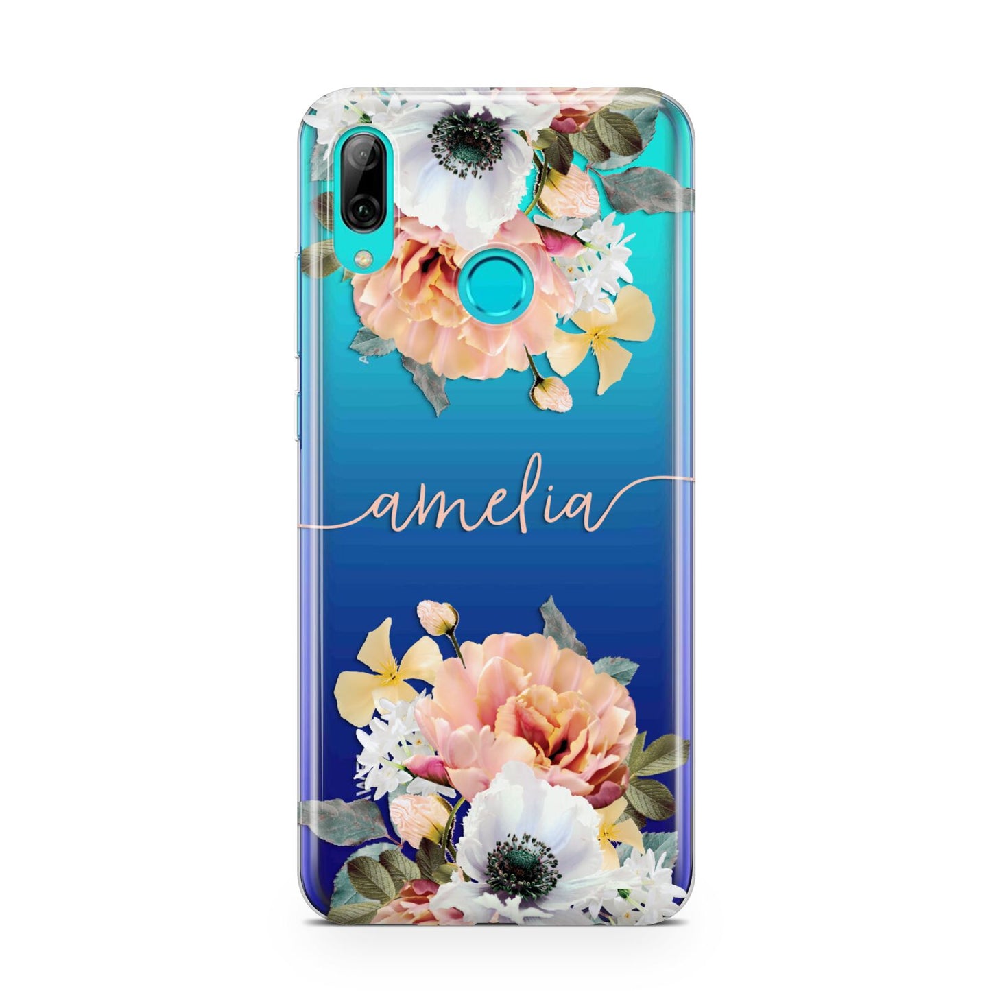 Personalised Name Clear Floral Huawei P Smart 2019 Case