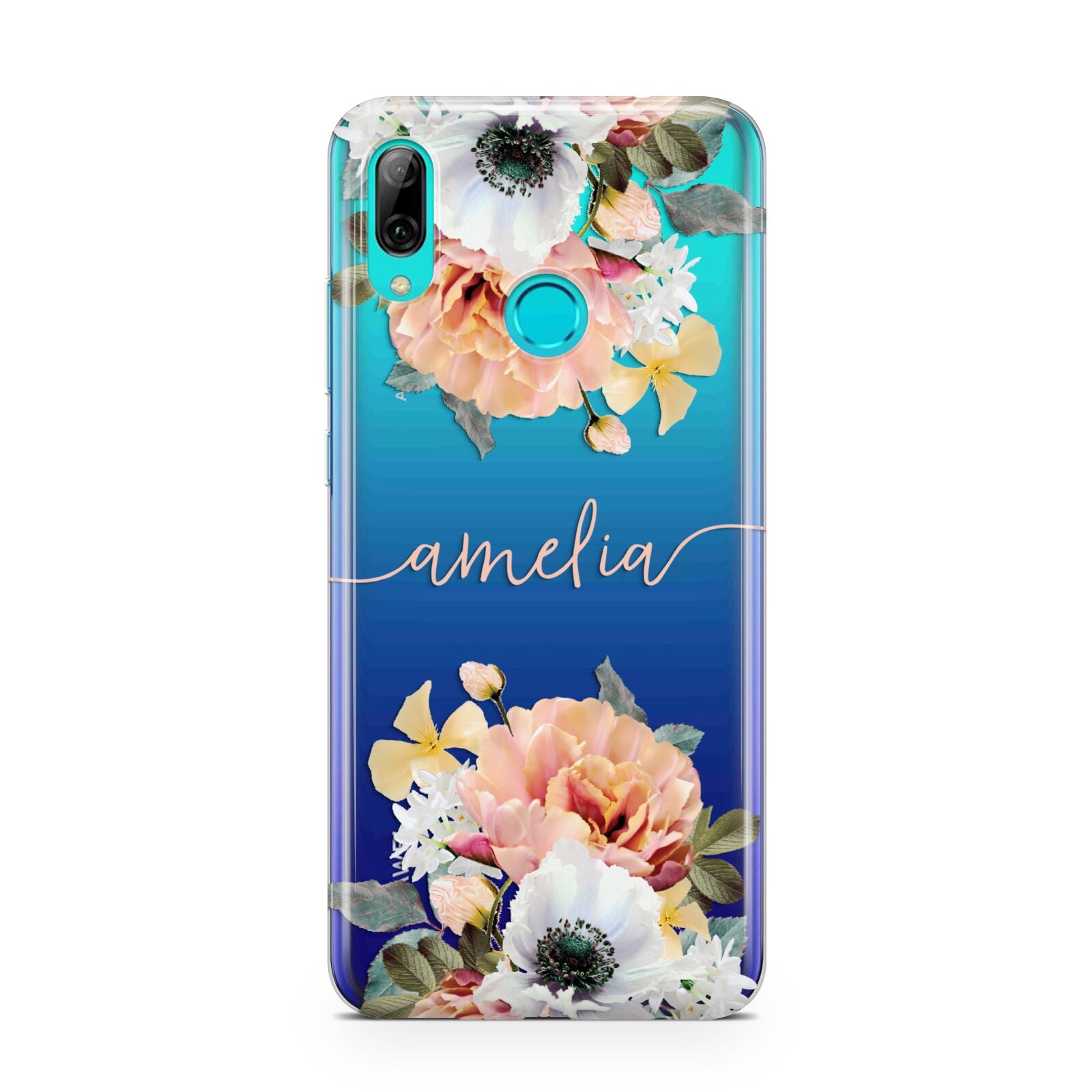 Personalised Name Clear Floral Huawei P Smart 2019 Case