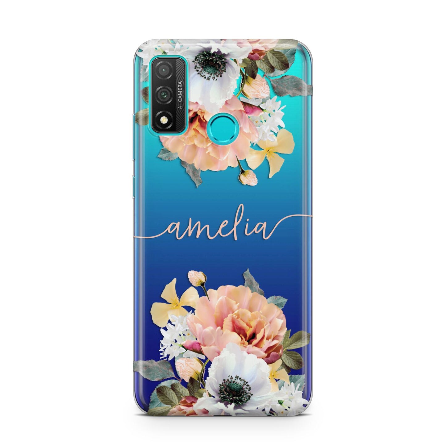 Personalised Name Clear Floral Huawei P Smart 2020