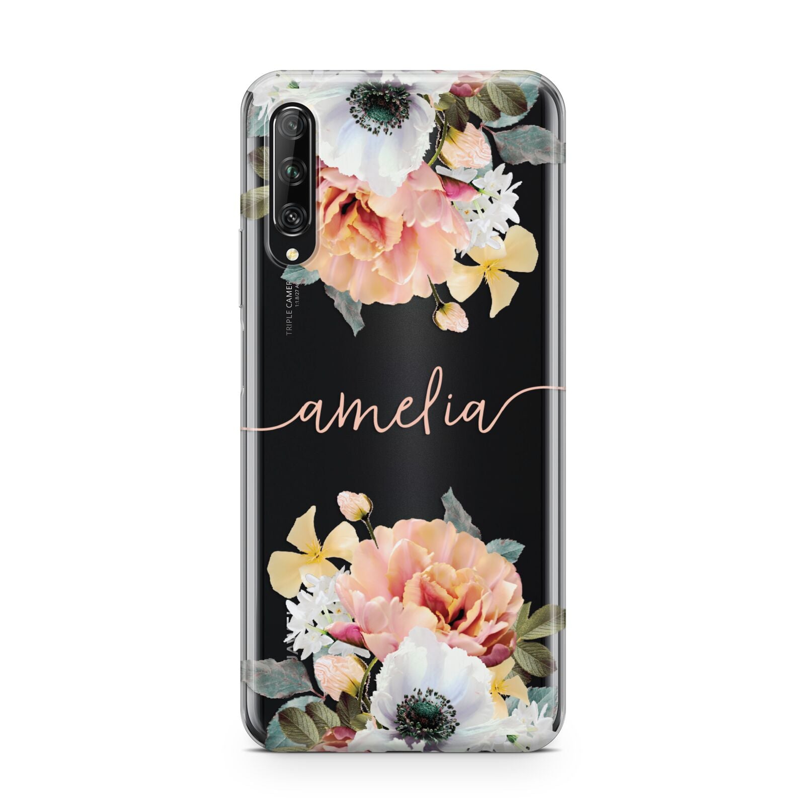 Personalised Name Clear Floral Huawei P Smart Pro 2019