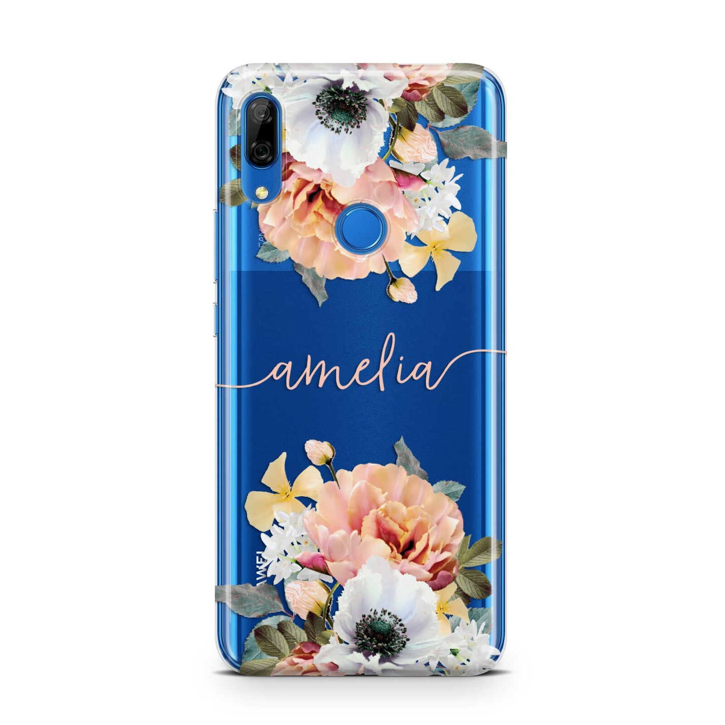 Personalised Name Clear Floral Huawei P Smart Z
