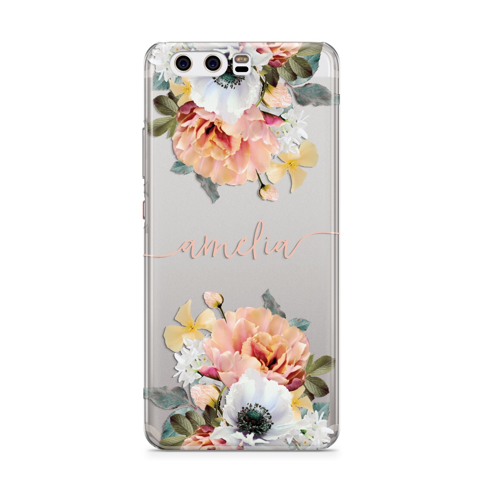 Personalised Name Clear Floral Huawei P10 Phone Case