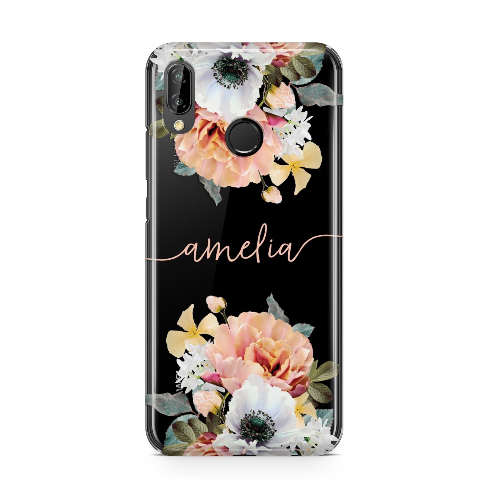 Personalised Name Clear Floral Huawei P20 Lite Phone Case