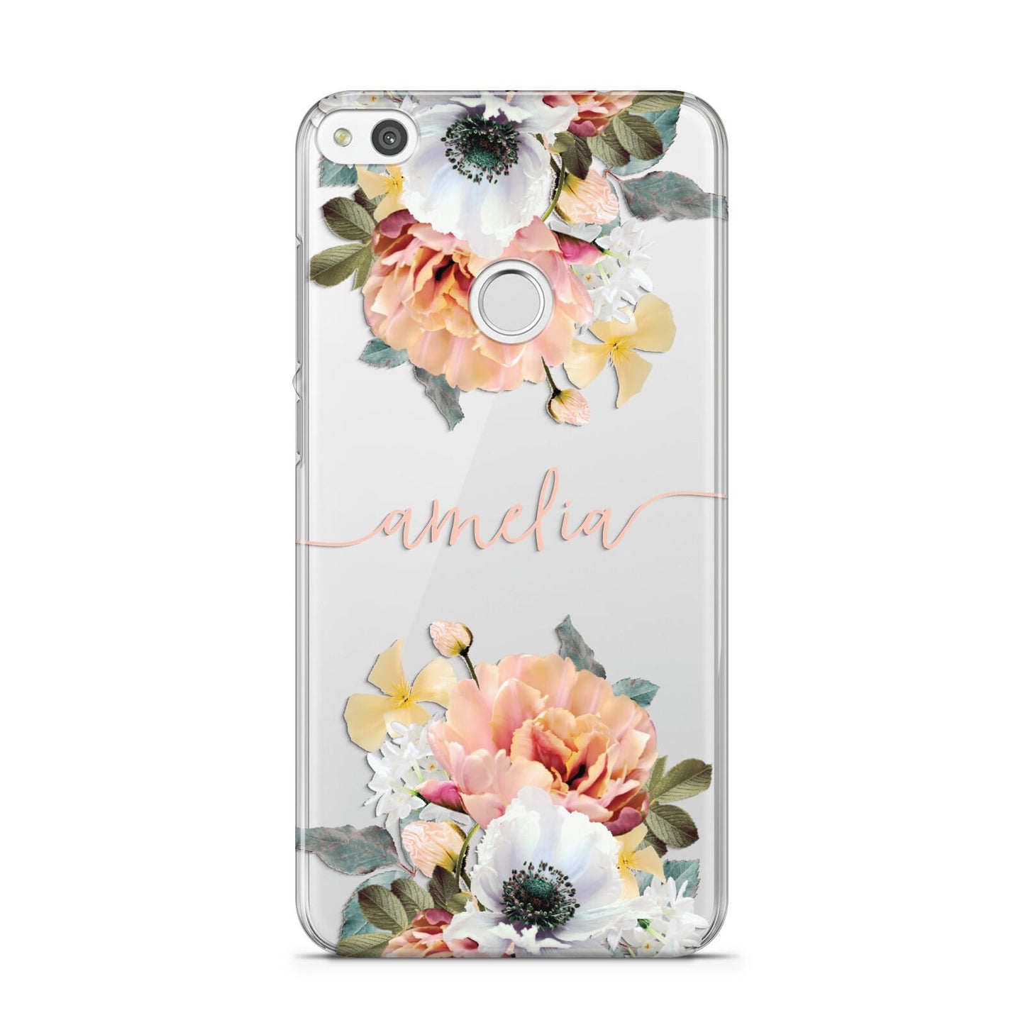 Personalised Name Clear Floral Huawei P8 Lite Case