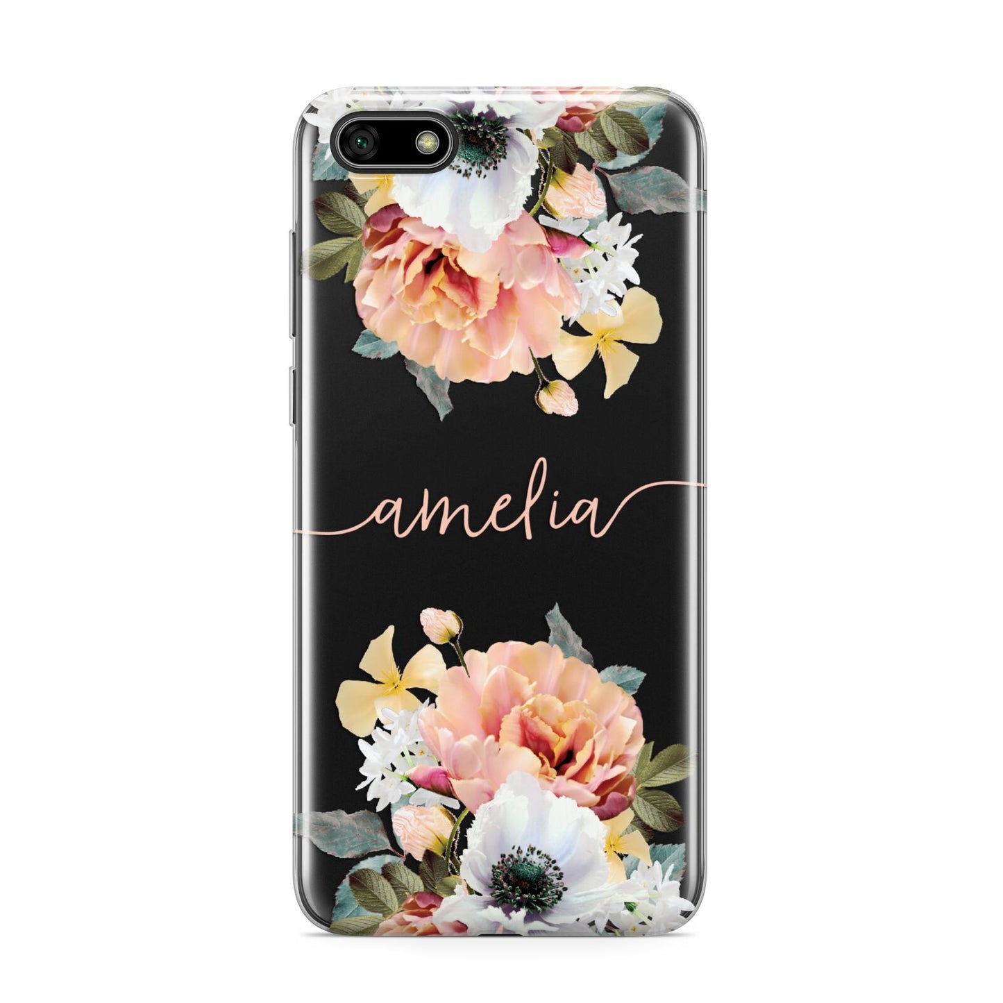 Personalised Name Clear Floral Huawei Y5 Prime 2018 Phone Case