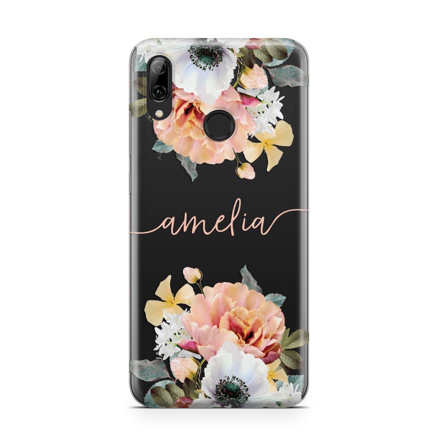 Personalised Name Clear Floral Huawei Y7 2019