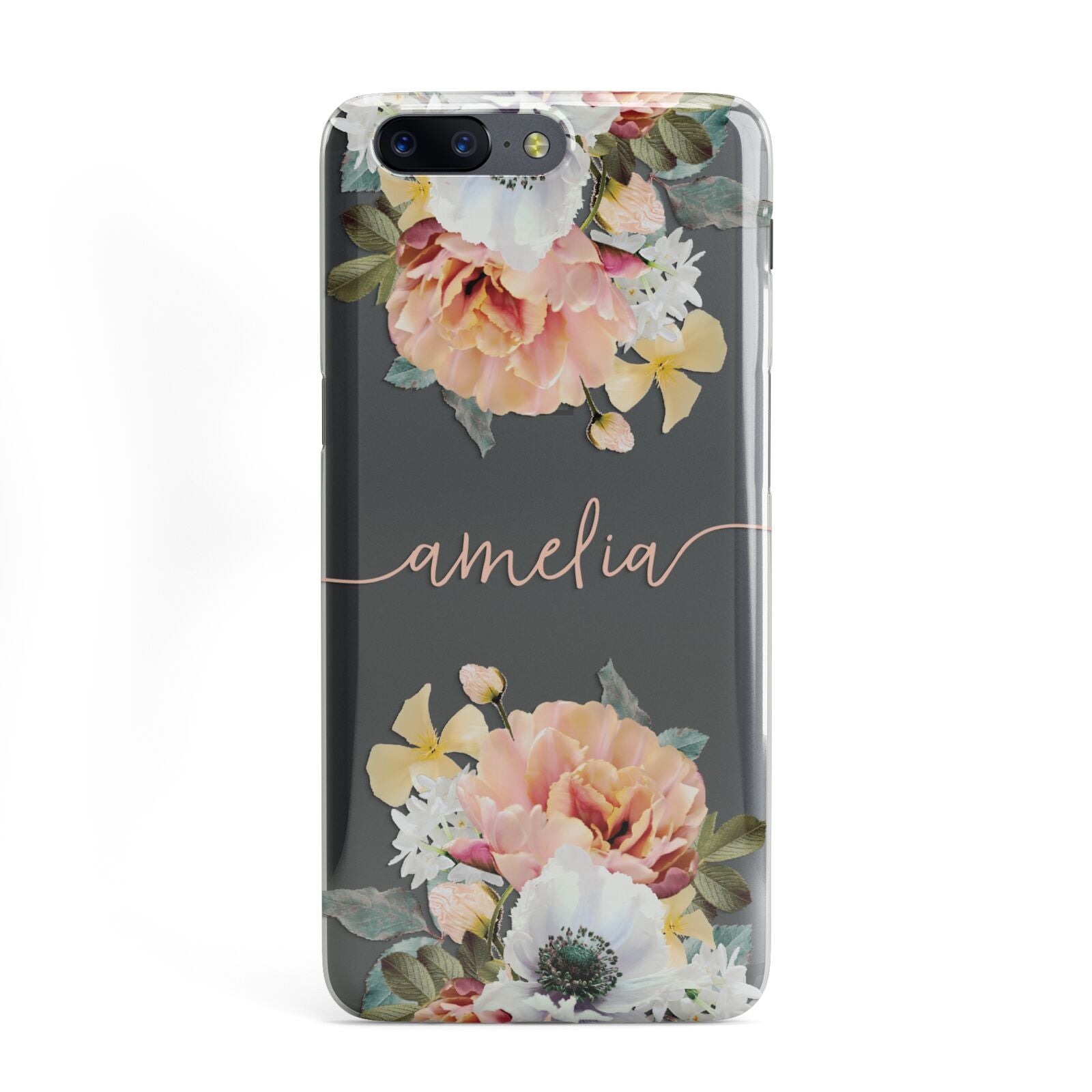 Personalised Name Clear Floral OnePlus Case
