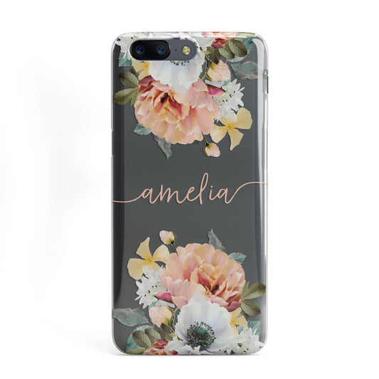 Personalised Name Clear Floral OnePlus Case