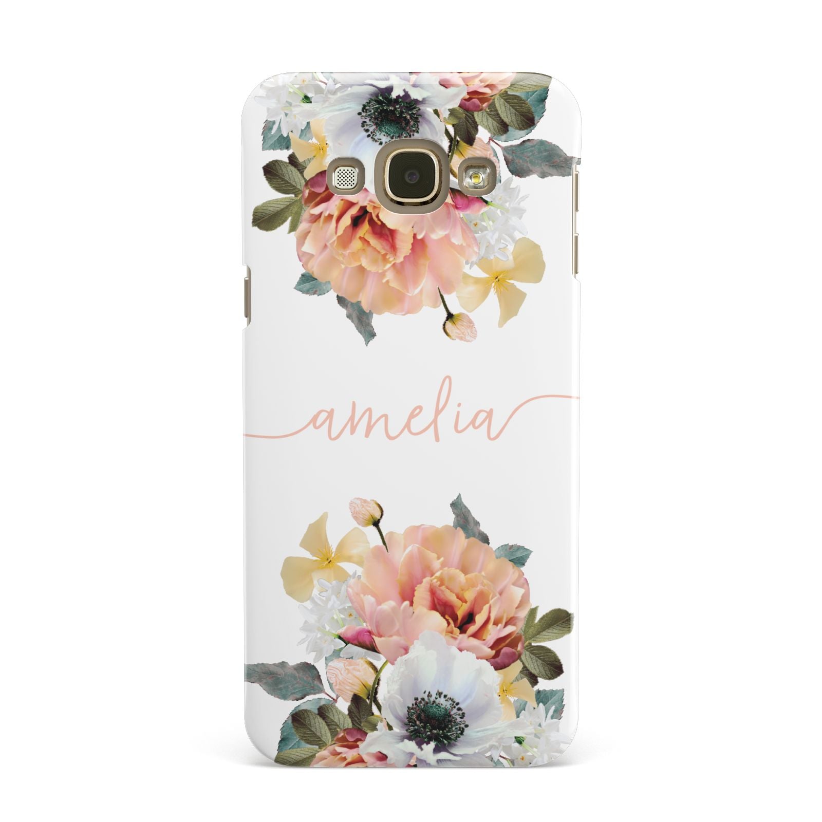 Personalised Name Clear Floral Samsung Galaxy A8 Case