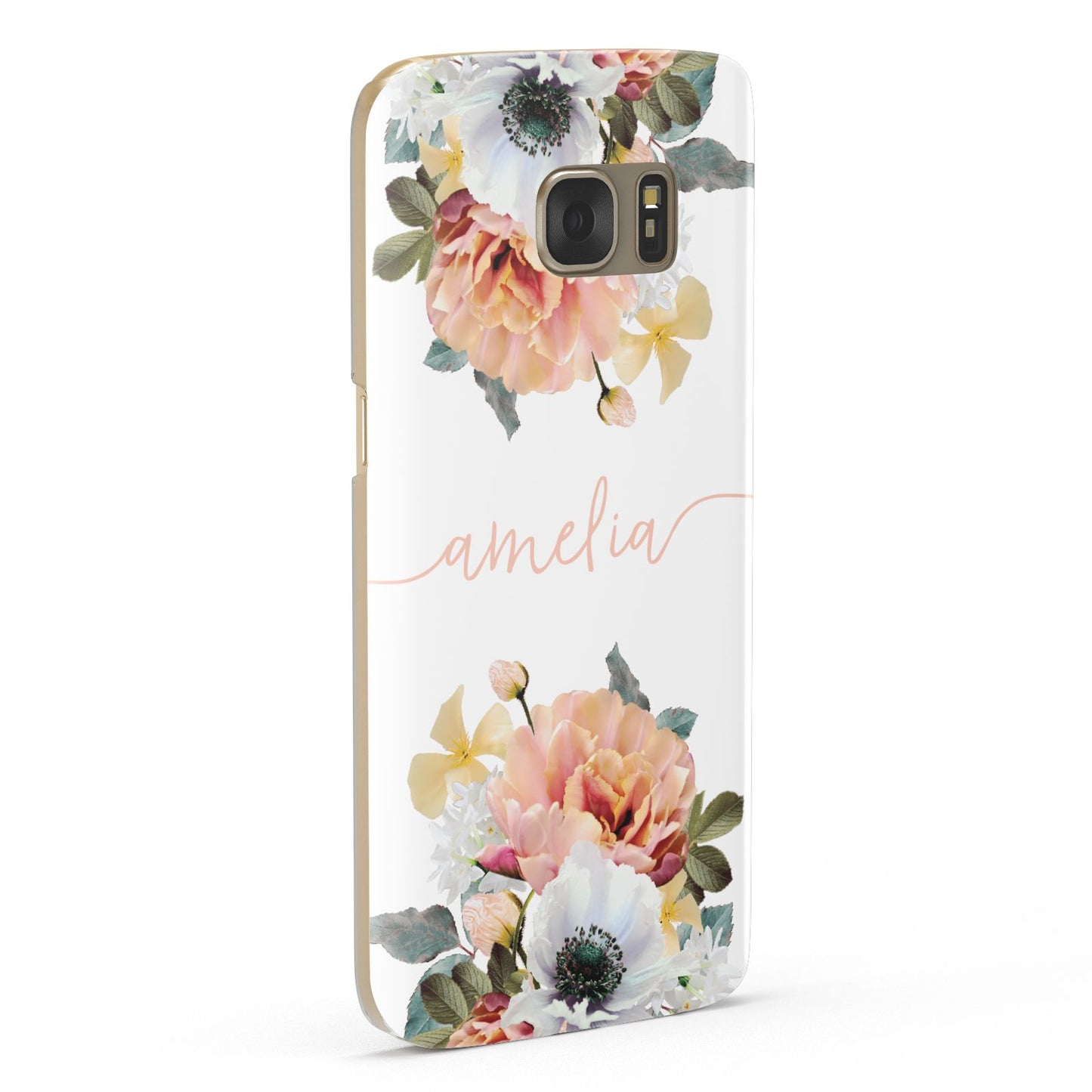 Personalised Name Clear Floral Samsung Galaxy Case Fourty Five Degrees