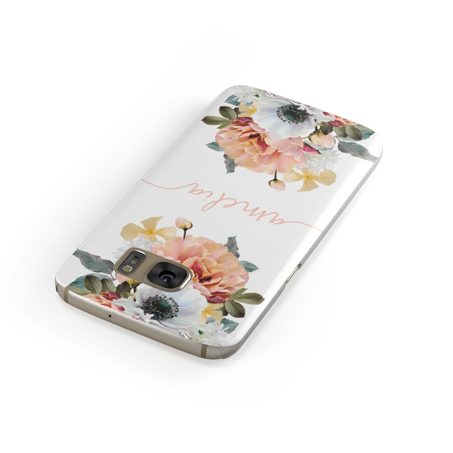 Personalised Name Clear Floral Samsung Galaxy Case Front Close Up