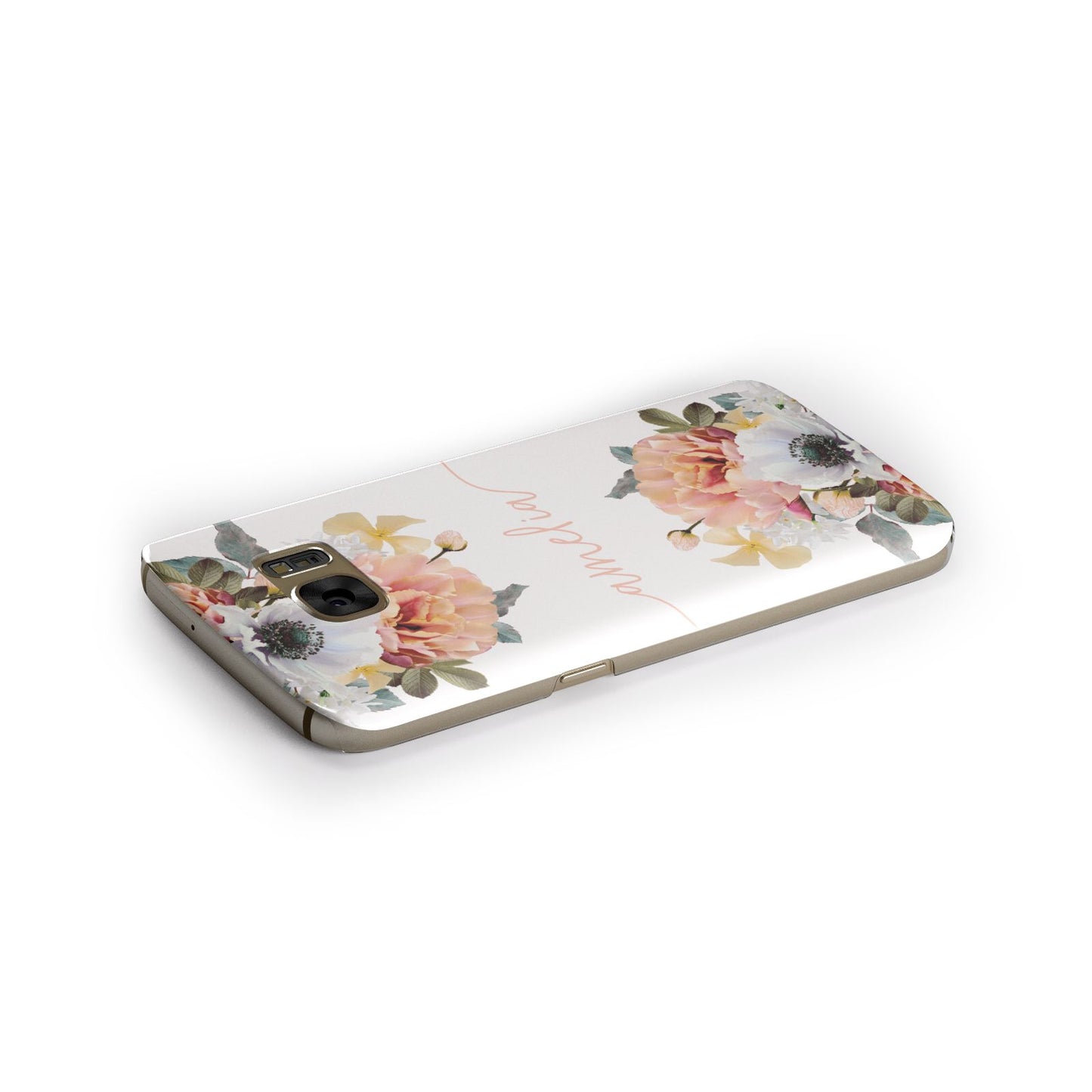Personalised Name Clear Floral Samsung Galaxy Case Side Close Up