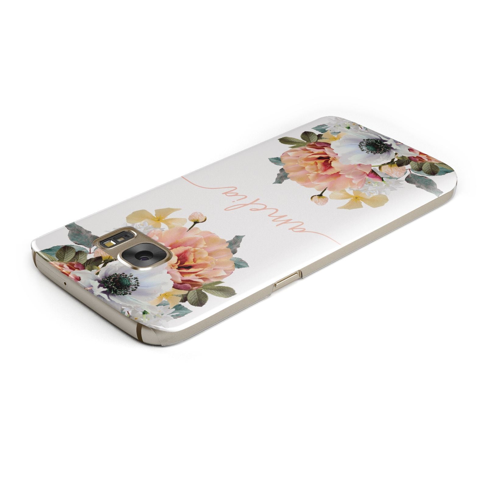 Personalised Name Clear Floral Samsung Galaxy Case Top Cutout