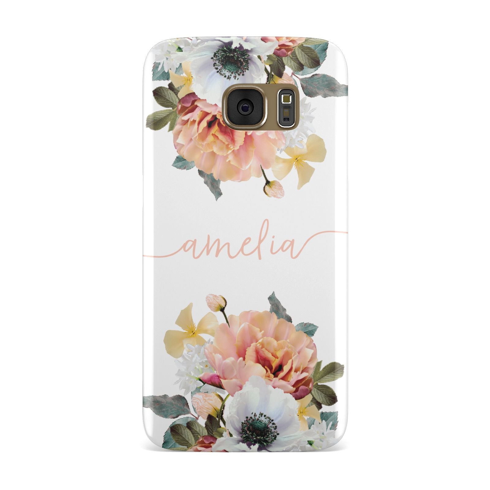 Personalised Name Clear Floral Samsung Galaxy Case