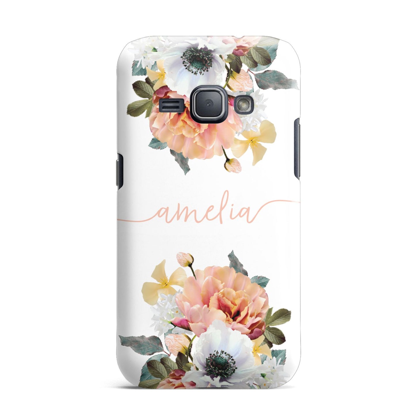 Personalised Name Clear Floral Samsung Galaxy J1 2016 Case