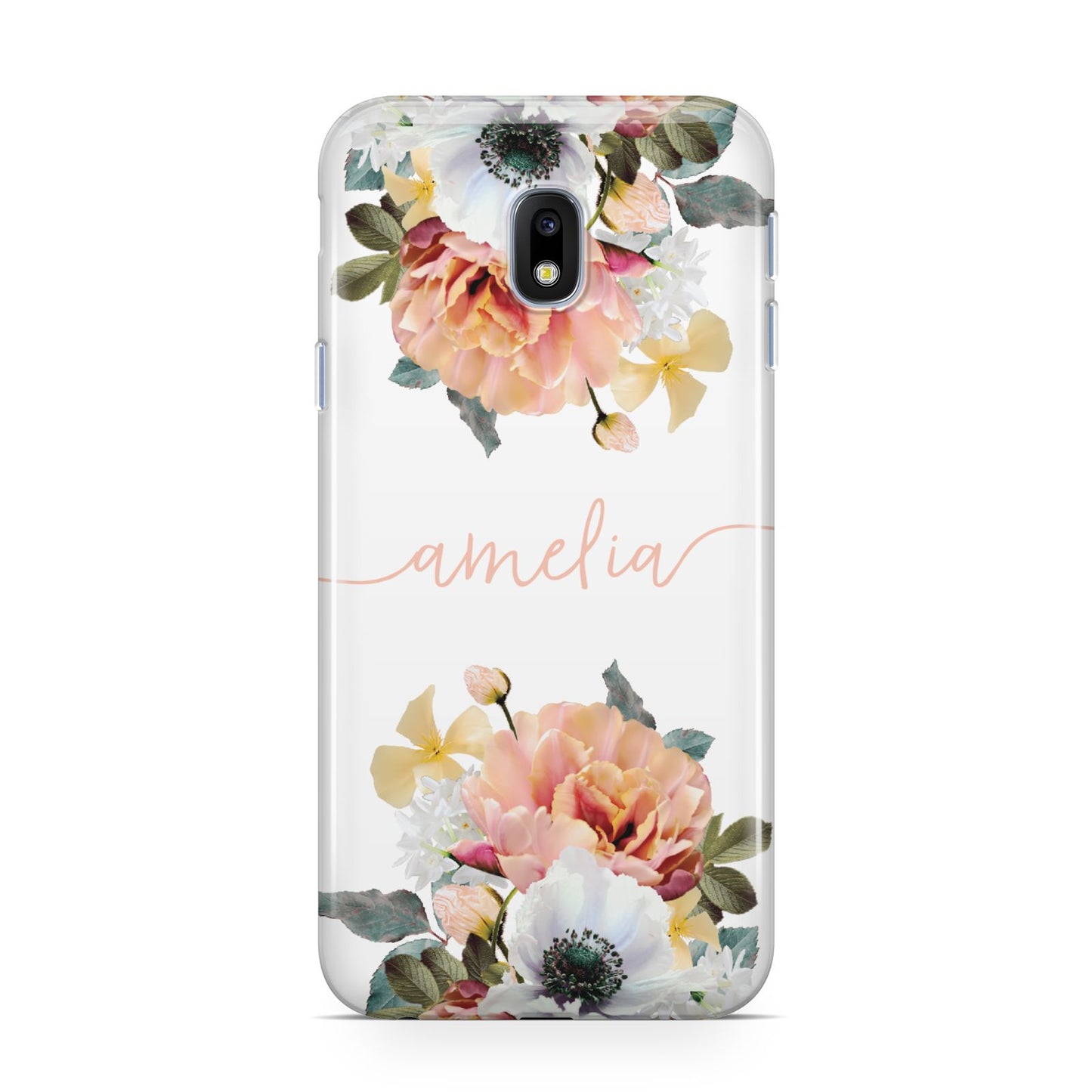 Personalised Name Clear Floral Samsung Galaxy J3 2017 Case