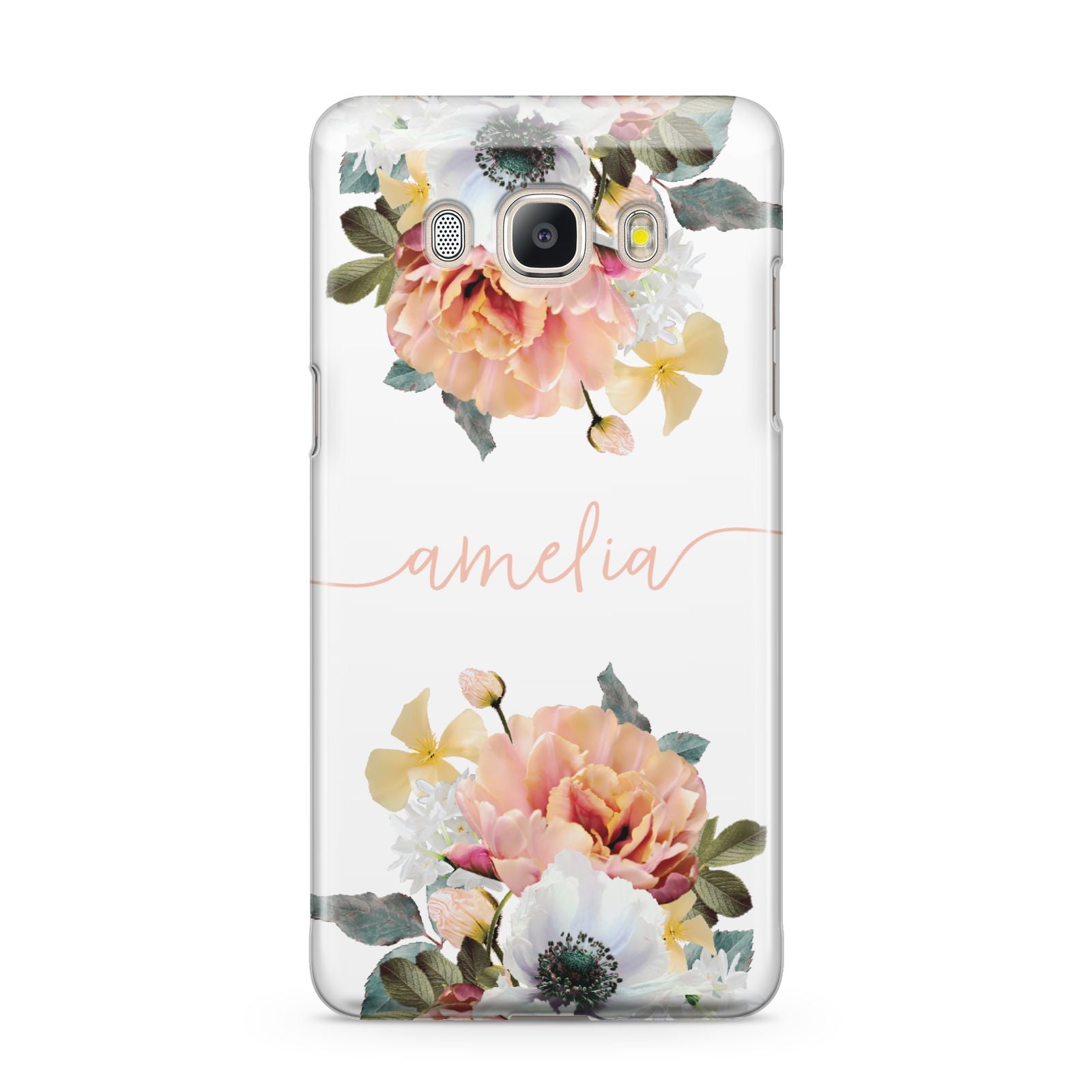 Personalised Name Clear Floral Samsung Galaxy J5 2016 Case