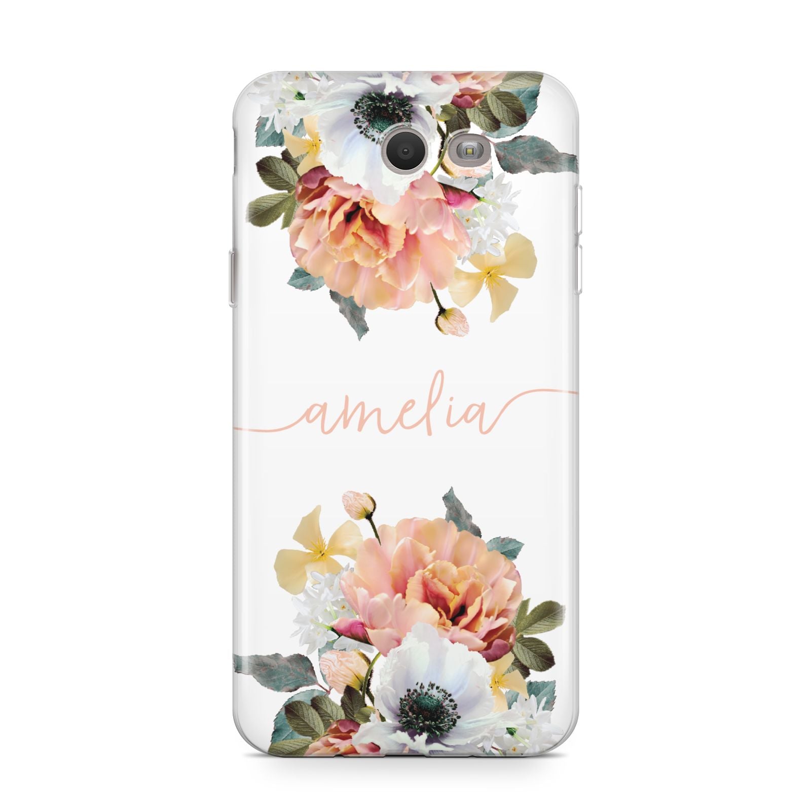 Personalised Name Clear Floral Samsung Galaxy J7 2017 Case