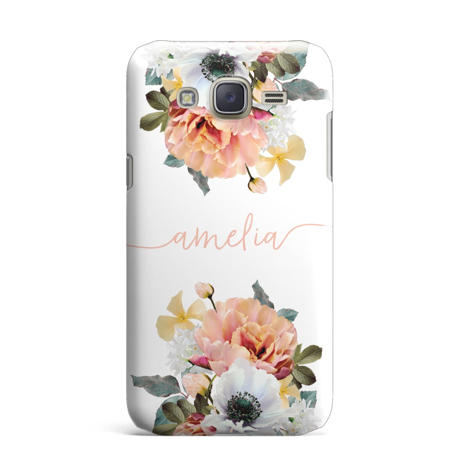 Personalised Name Clear Floral Samsung Galaxy J7 Case