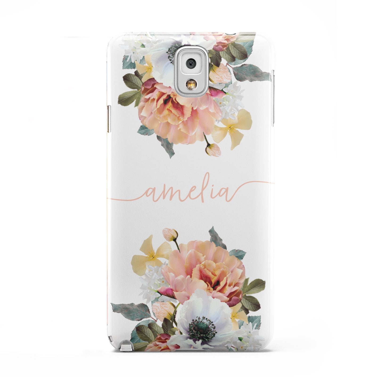 Personalised Name Clear Floral Samsung Galaxy Note 3 Case