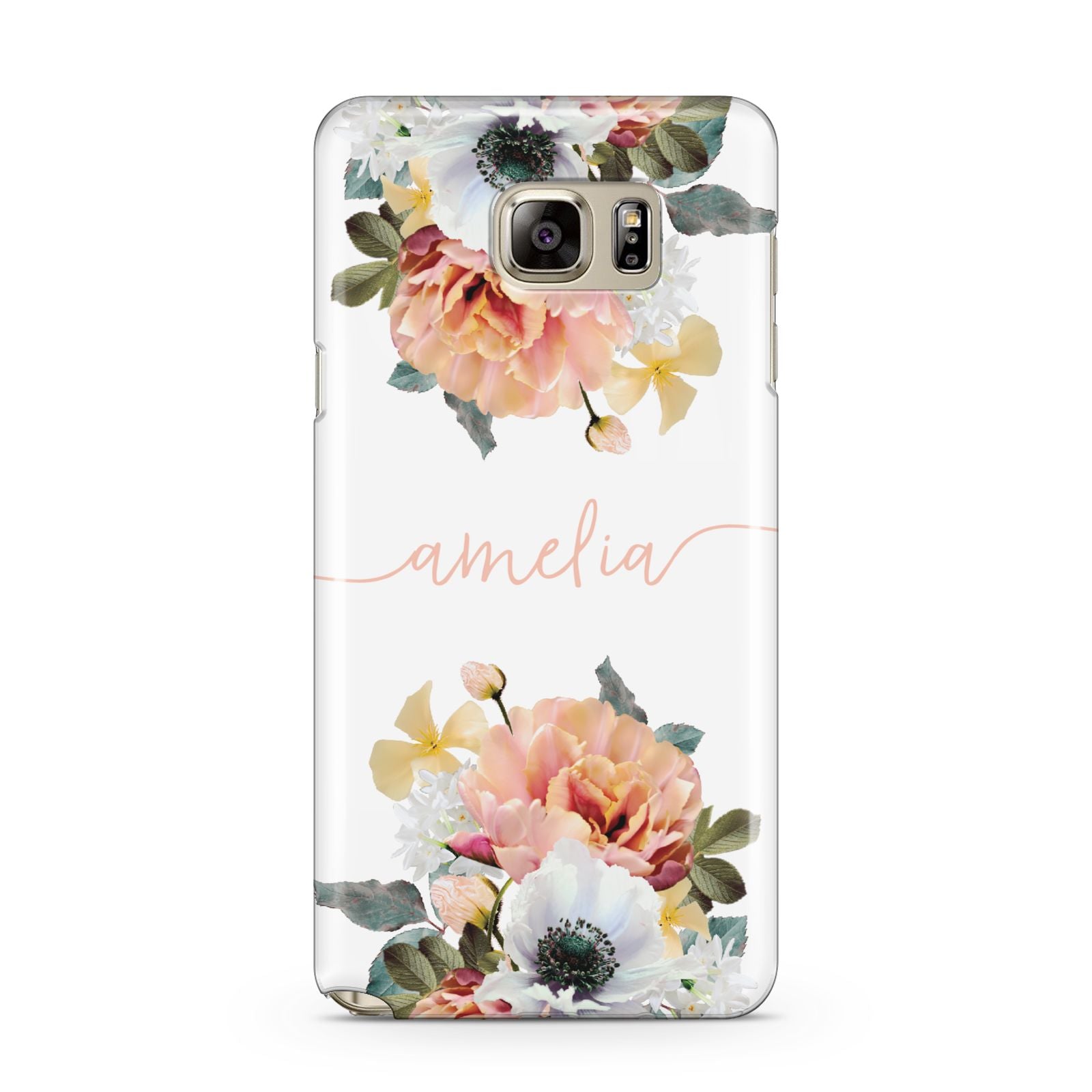 Personalised Name Clear Floral Samsung Galaxy Note 5 Case