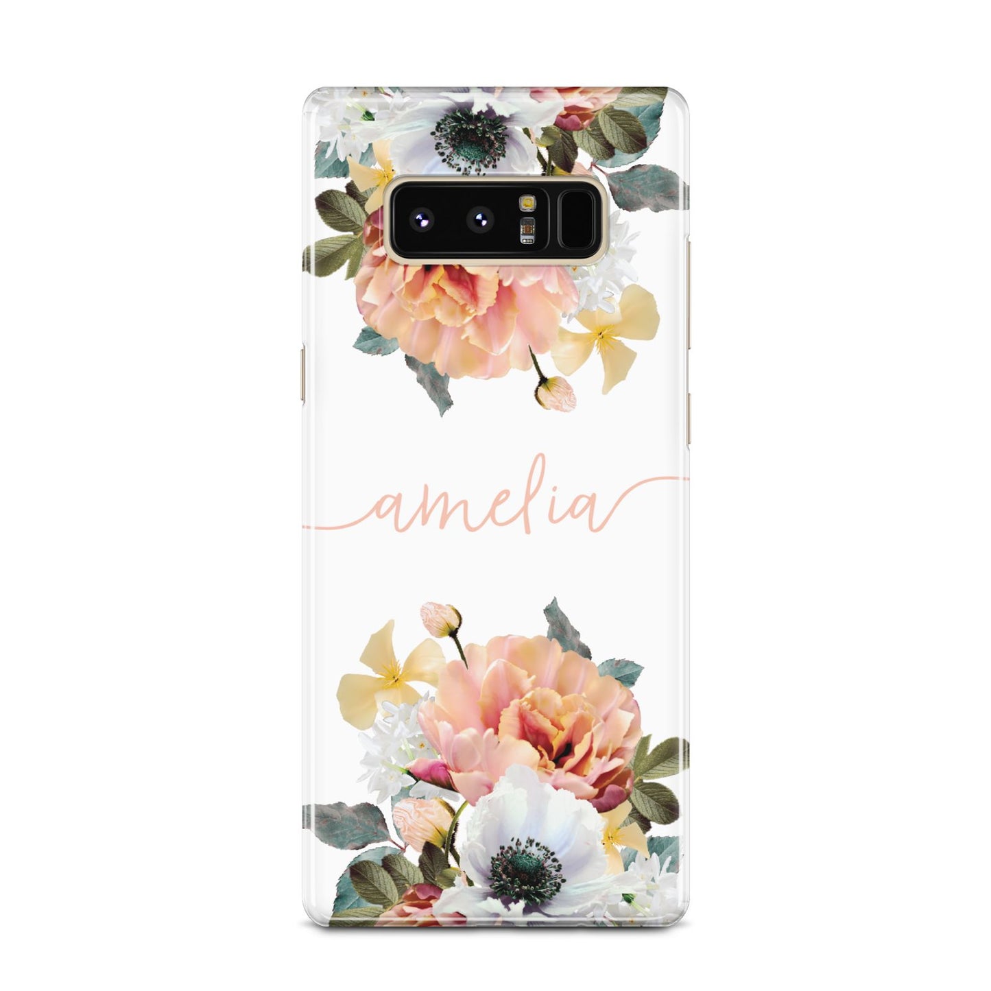 Personalised Name Clear Floral Samsung Galaxy Note 8 Case