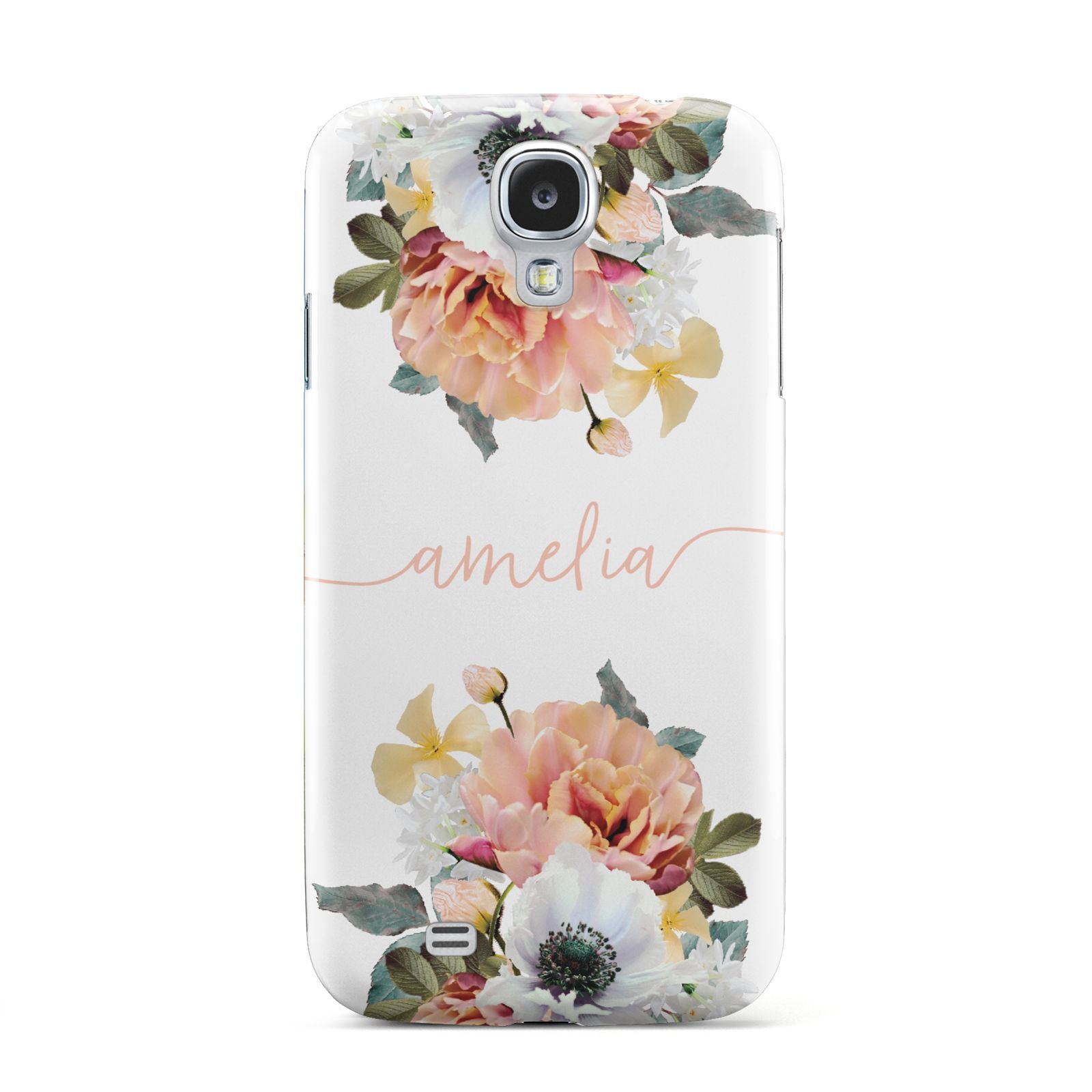 Personalised Name Clear Floral Samsung Galaxy S4 Case