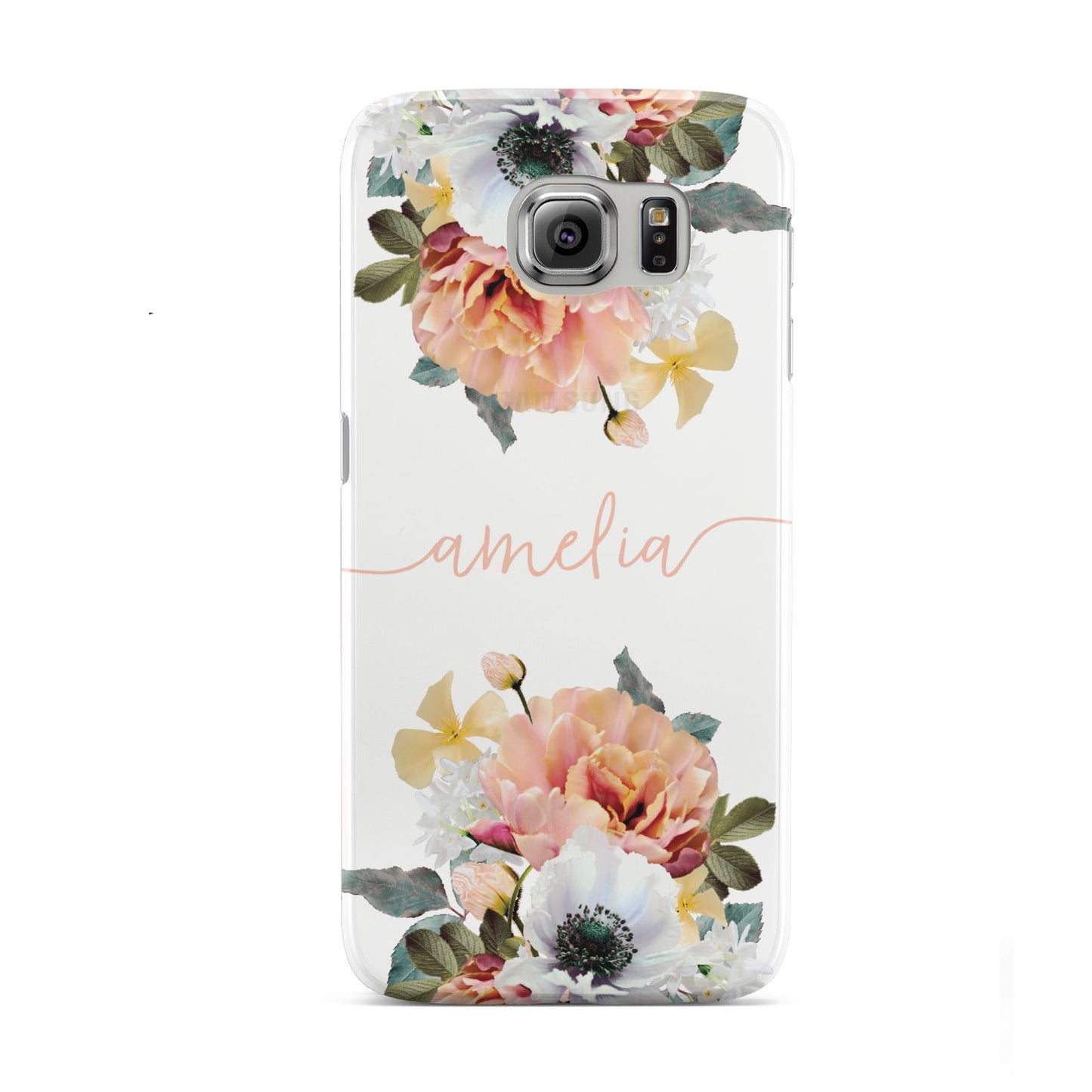 Personalised Name Clear Floral Samsung Galaxy S6 Case