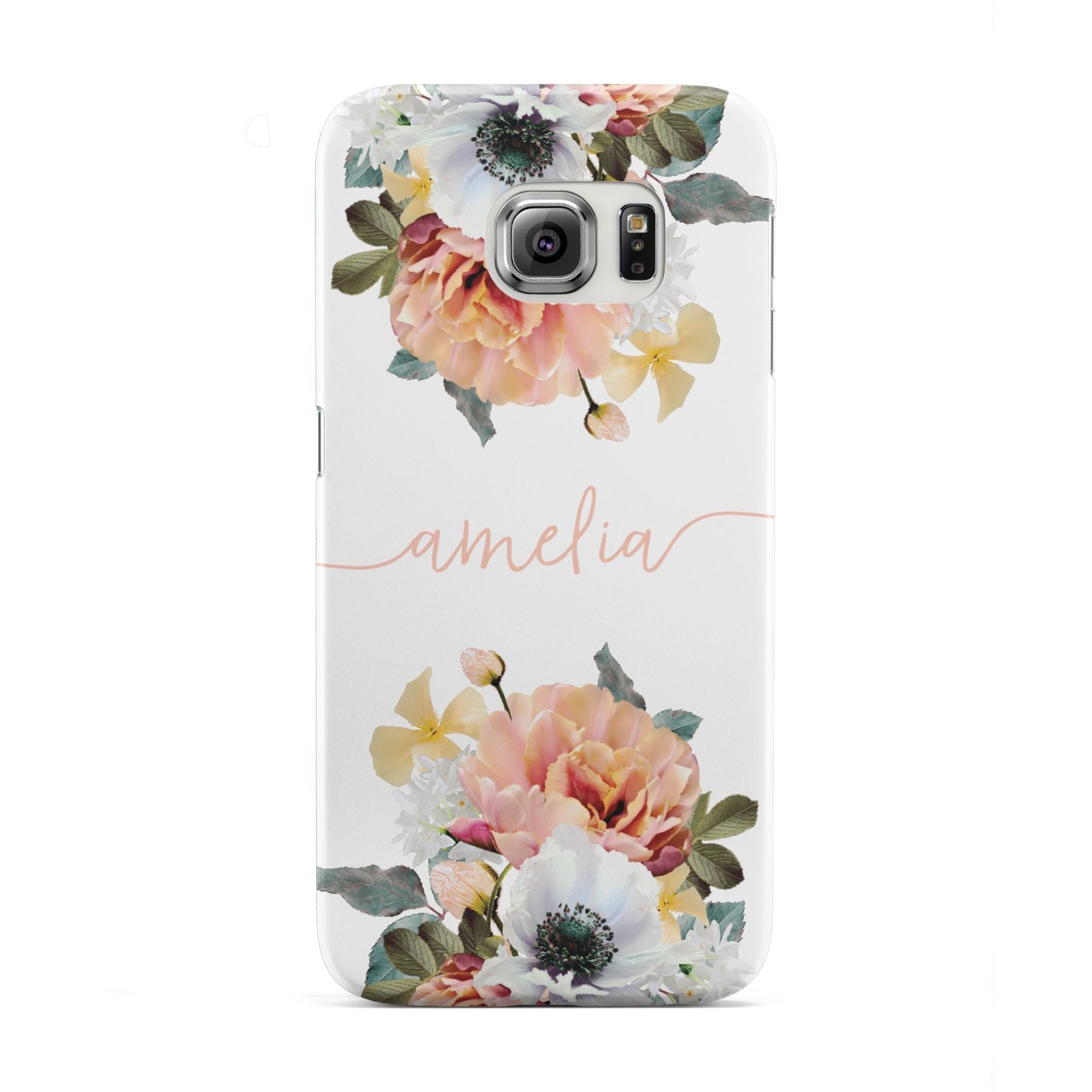 Personalised Name Clear Floral Samsung Galaxy S6 Edge Case