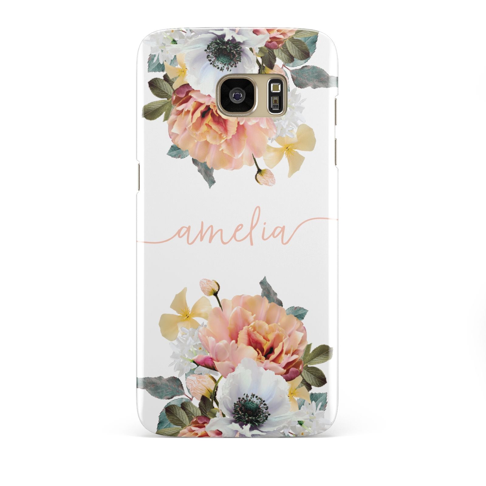 Personalised Name Clear Floral Samsung Galaxy S7 Edge Case