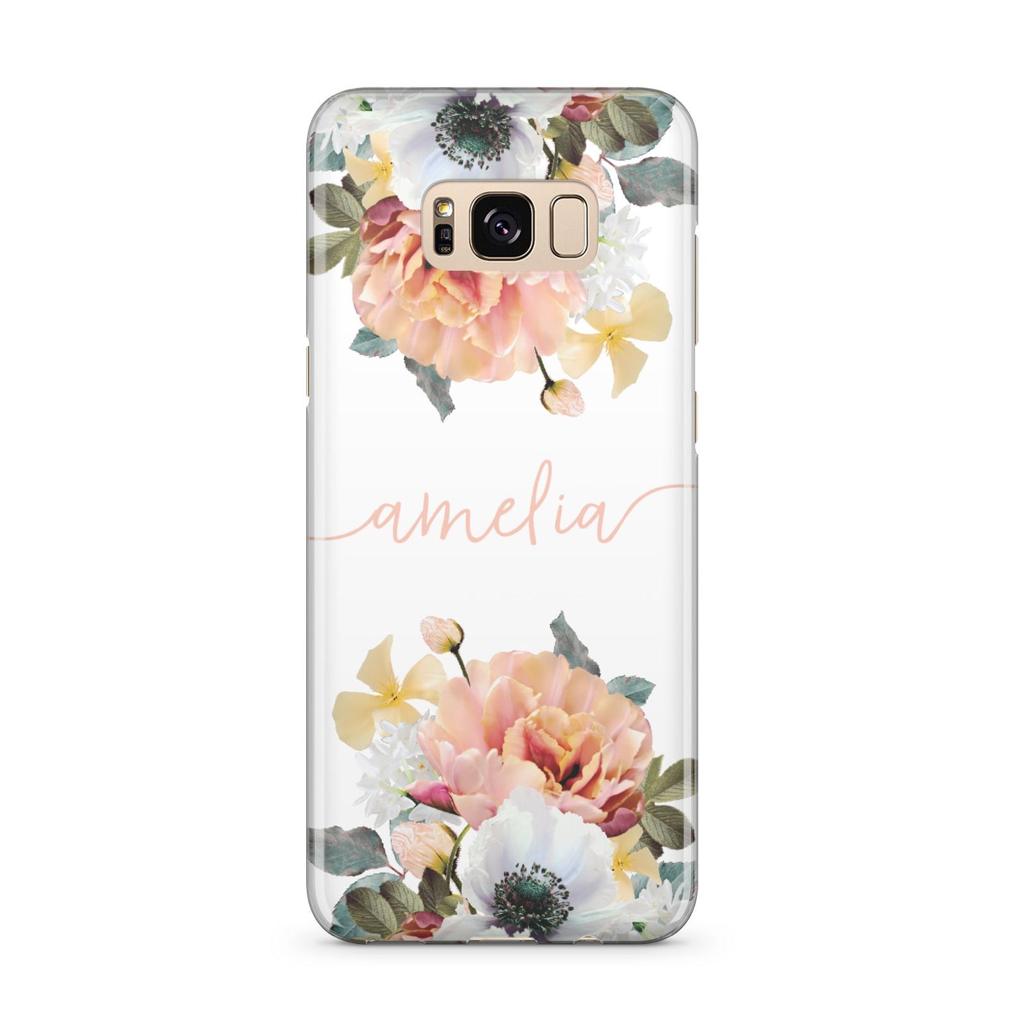 Personalised Name Clear Floral Samsung Galaxy S8 Plus Case