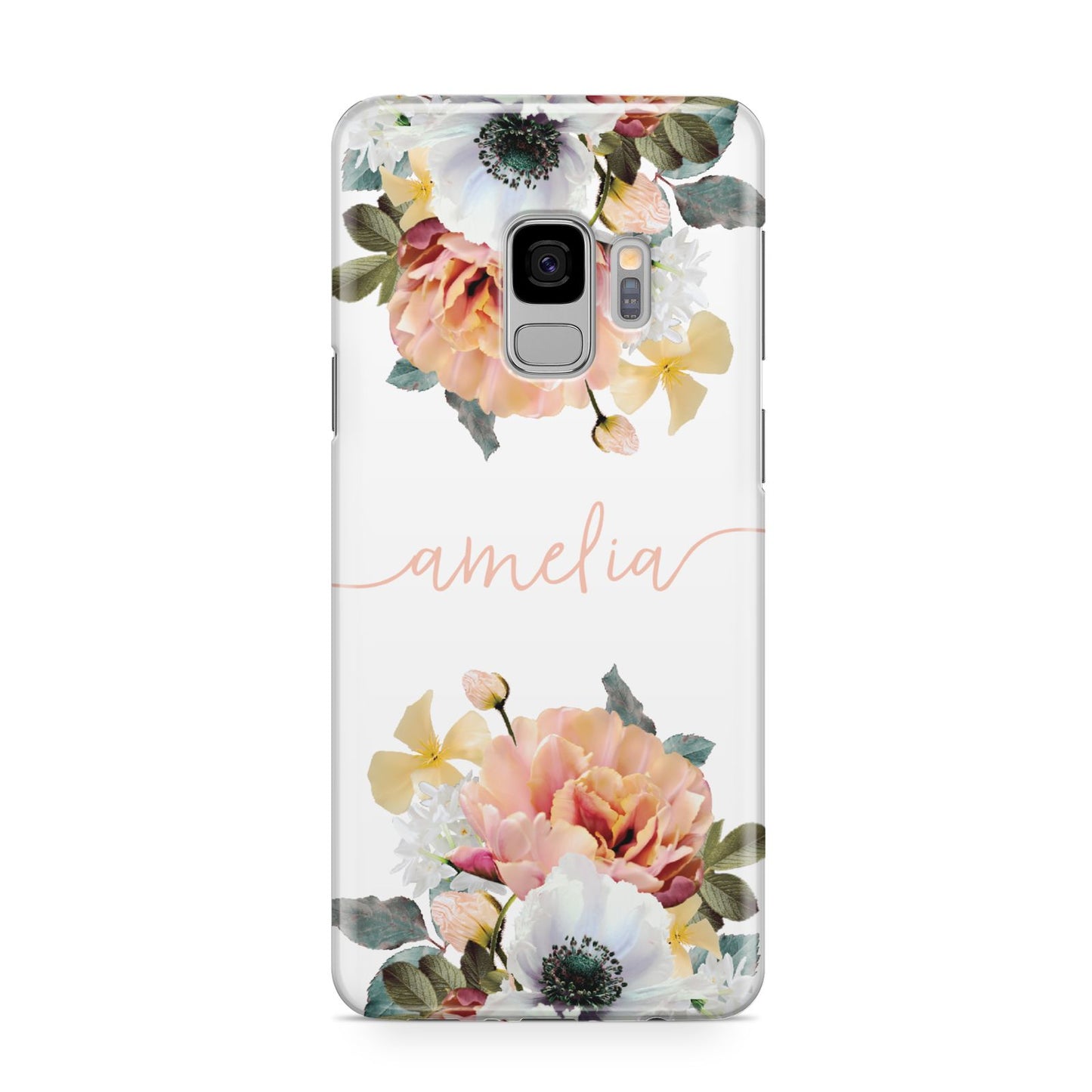 Personalised Name Clear Floral Samsung Galaxy S9 Case