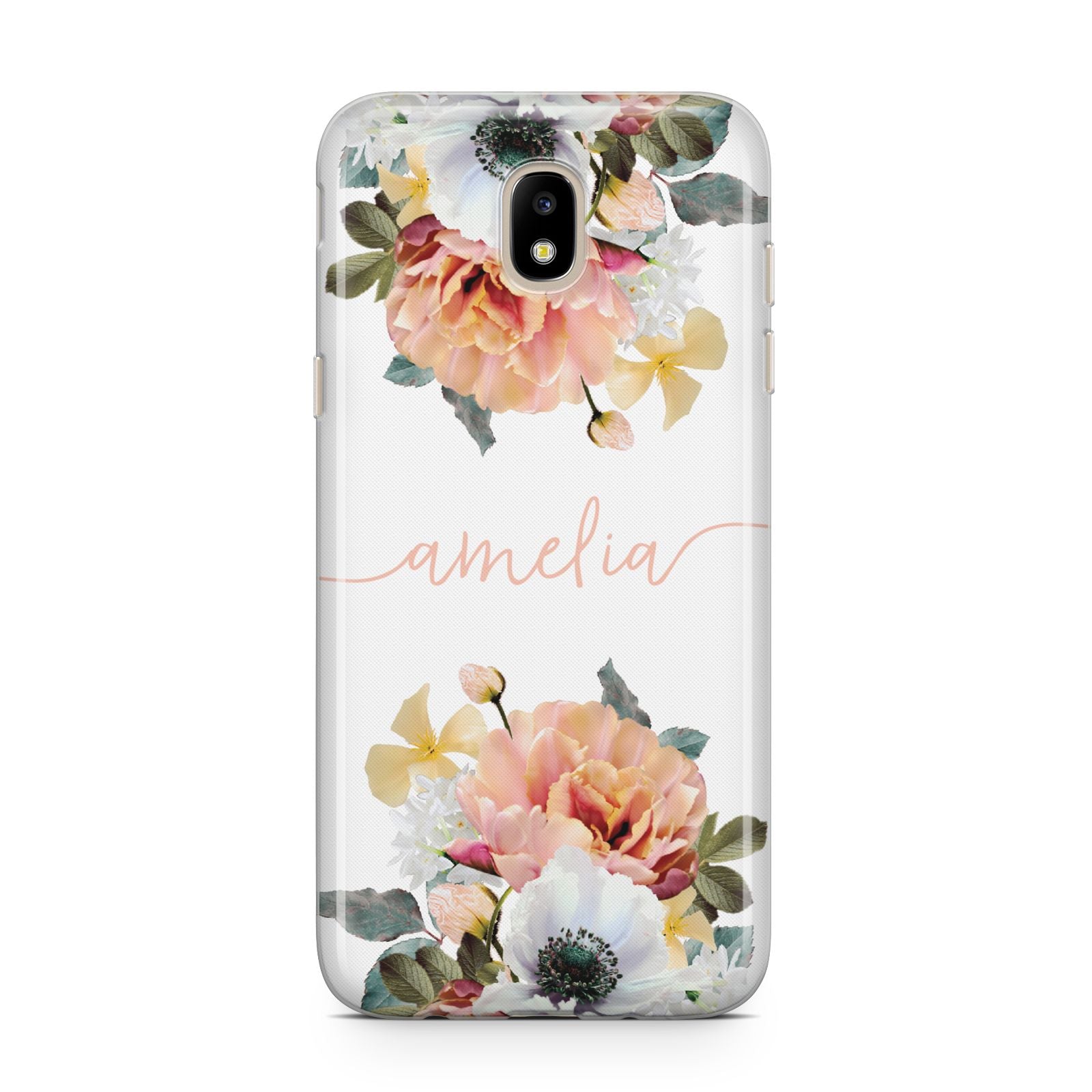Personalised Name Clear Floral Samsung J5 2017 Case