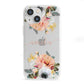 Personalised Name Clear Floral iPhone 13 Mini Clear Bumper Case