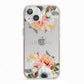 Personalised Name Clear Floral iPhone 13 TPU Impact Case with Pink Edges